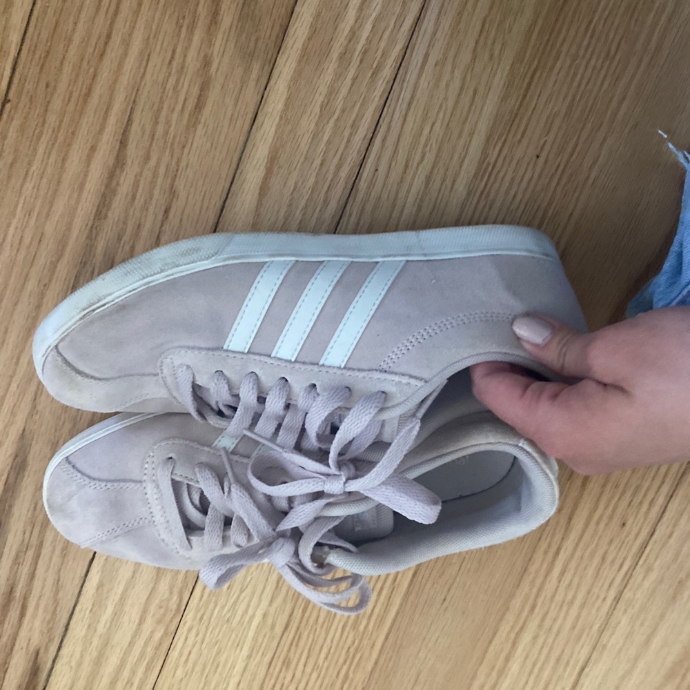 Adidas Beige Sneakers with White Stripes
